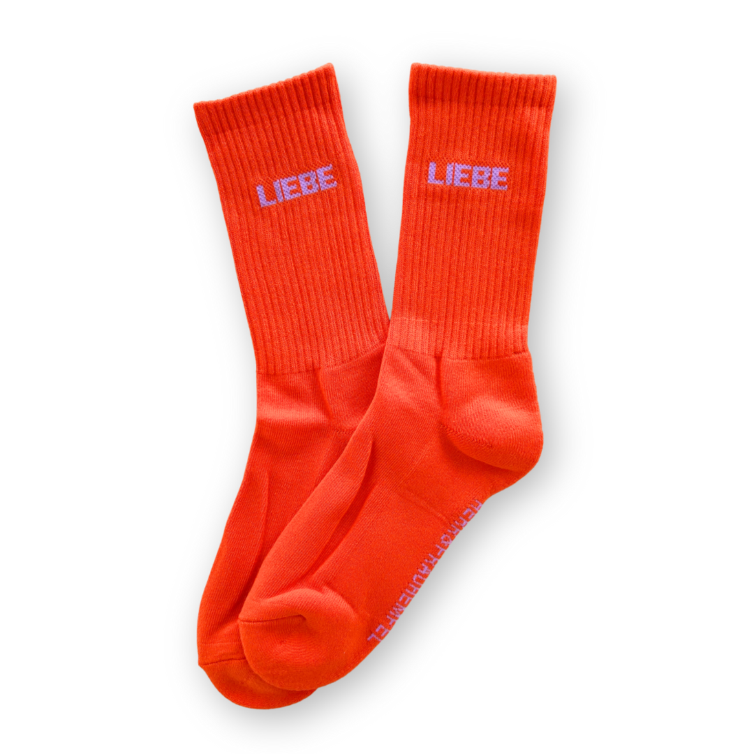 SOCKEN - LIEBE orange - flieder: 40-45