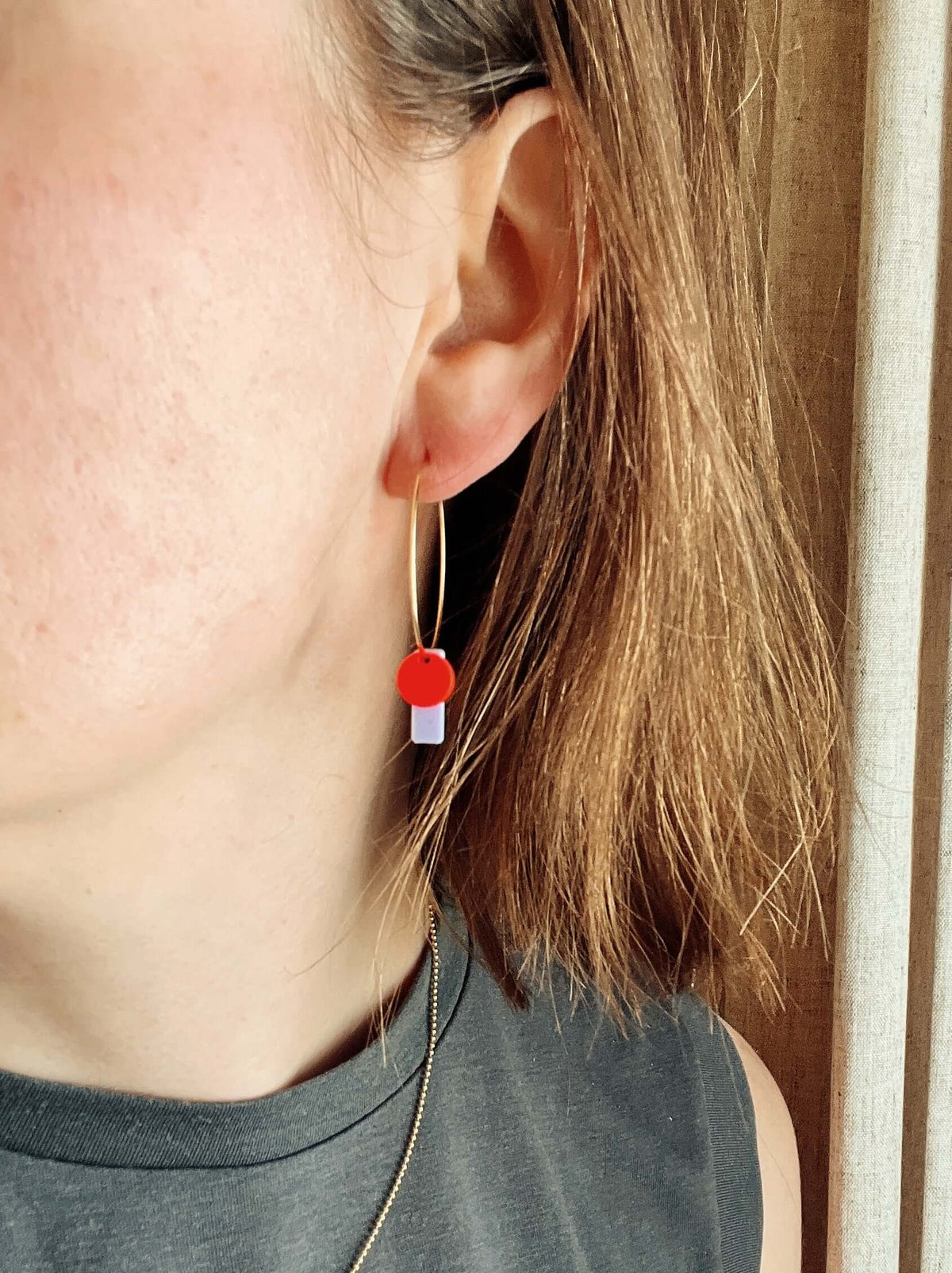 Dots mit Stick Hoops aus Edelstahl flieder feuerrot: Gold