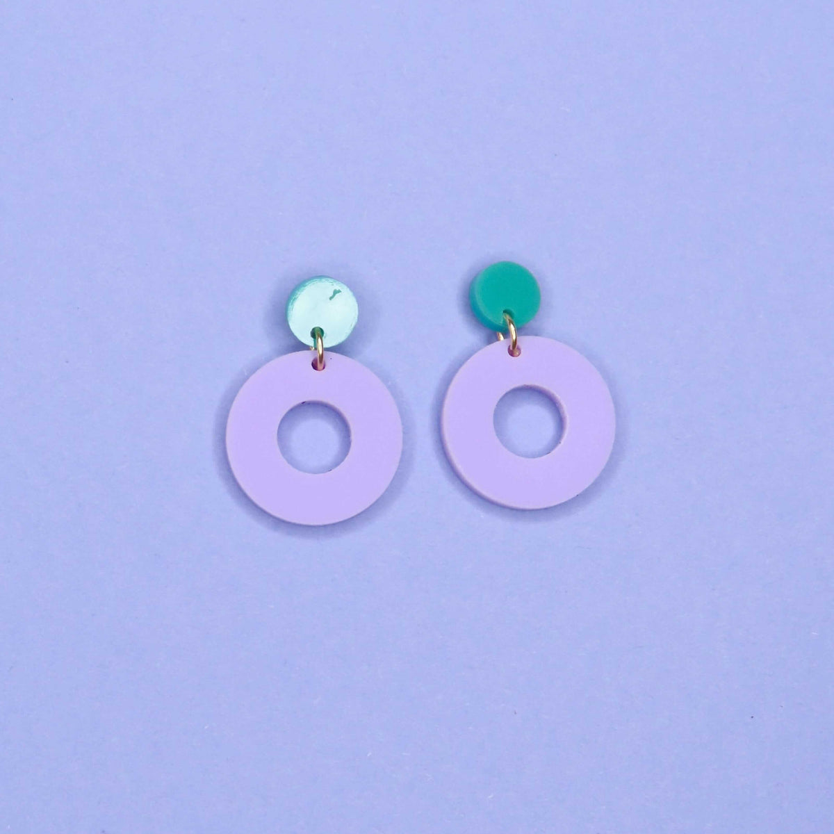 Colorblock Circle Ohrstecker in dunkles türkis & flieder