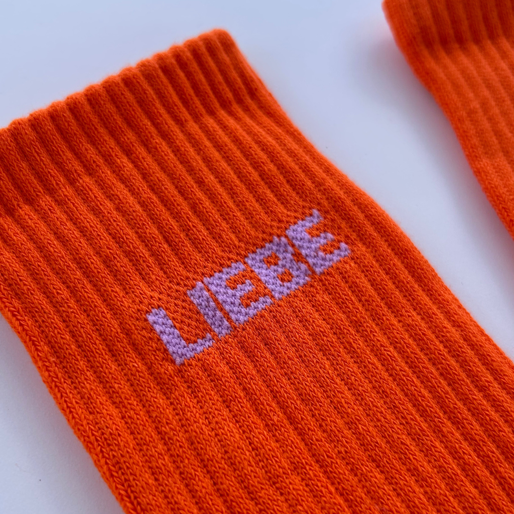 SOCKEN - LIEBE orange - flieder: 40-45