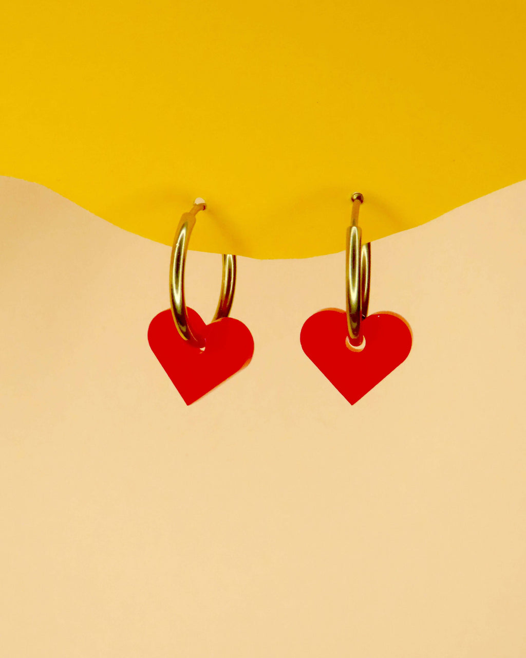 Dopamine Love Herz Creolen - rot: Gold