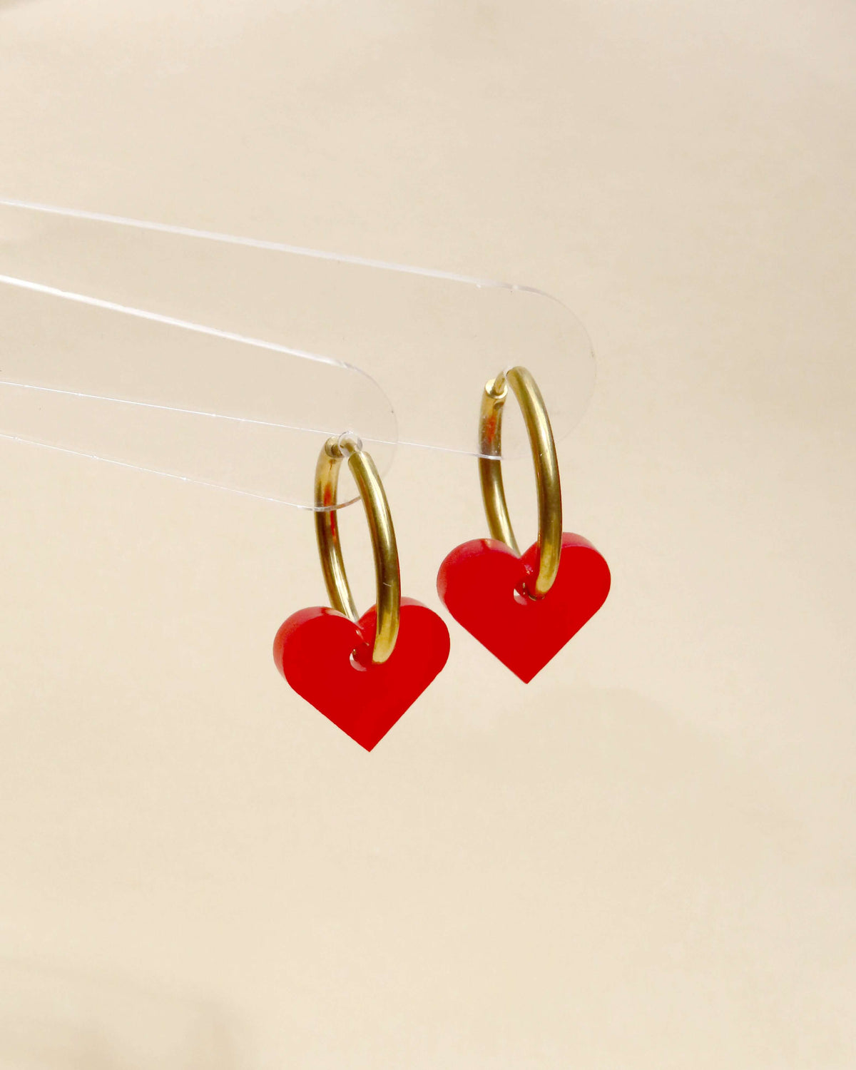 Dopamine Love Herz Creolen - rot: Gold