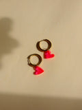 Pink Neon Herz Creolen: Gold